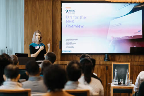 NHS innovation presentation at a healthtech learning event